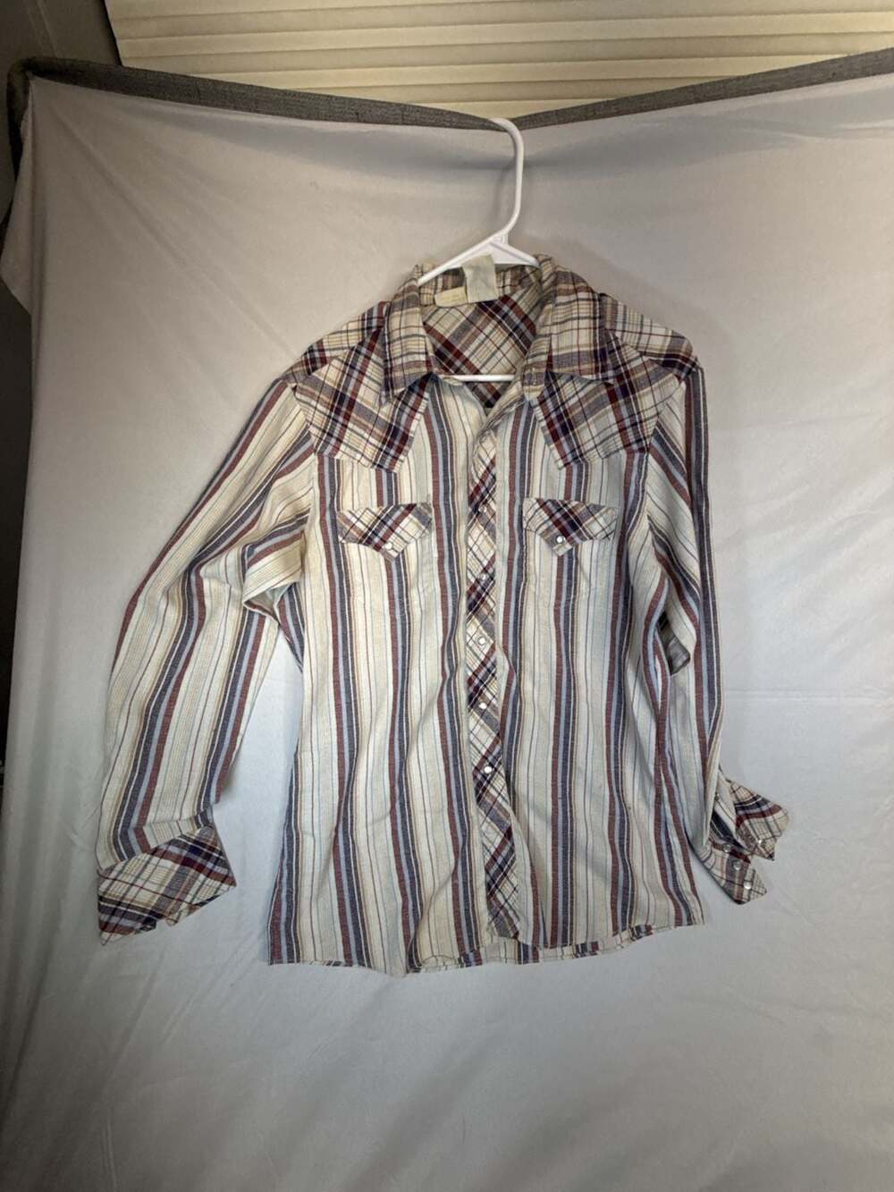 Bennington Western Shirt Size Large Multi Striped Pearl Snap Long Sleeve